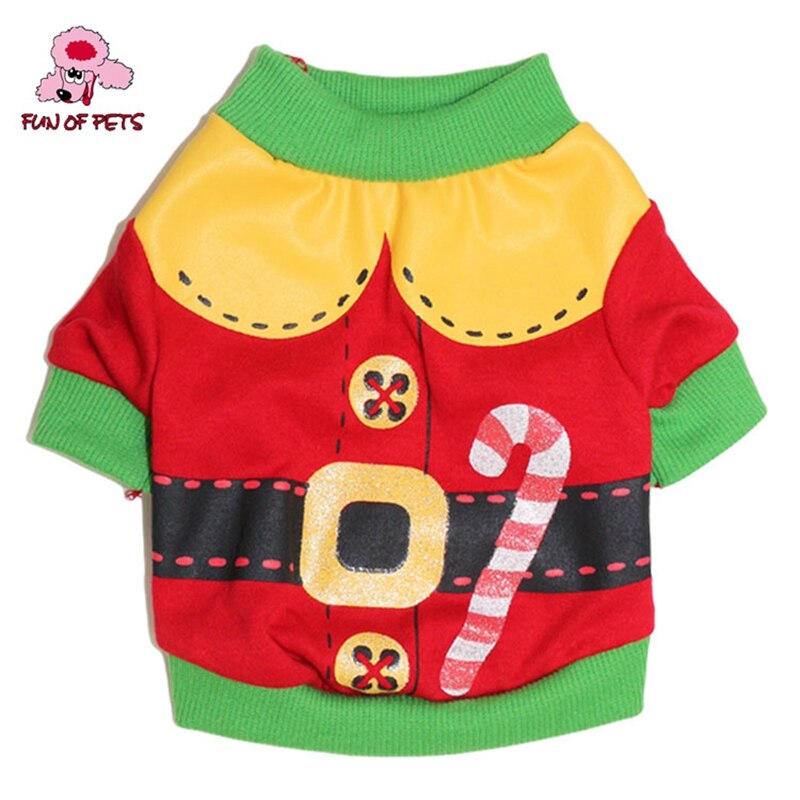 puro de algodón de Navidad perro ropa estilo Santa Claus Camiseta de algodón para perros (verde rojo XS-L)