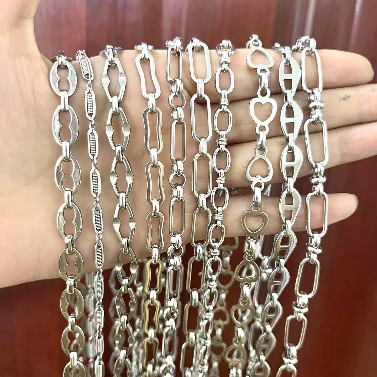 Stainless Steel Chains Hand made Link Necklaces Silver Color Jewelry Never Rub Off Choker