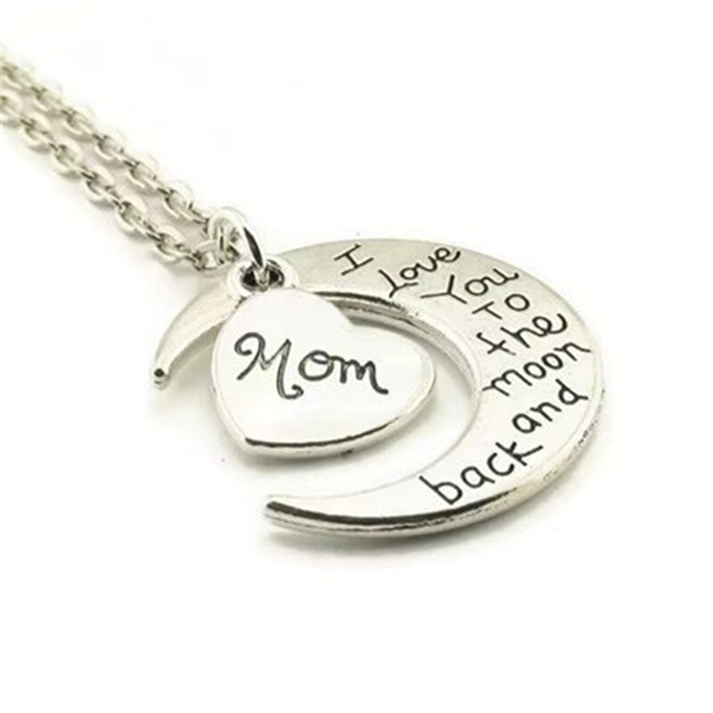 I Love U Aan De Maan En Terug Mom Ketting, Maan Ketting, Moeder Ketting, Cadeau Voor Moeder