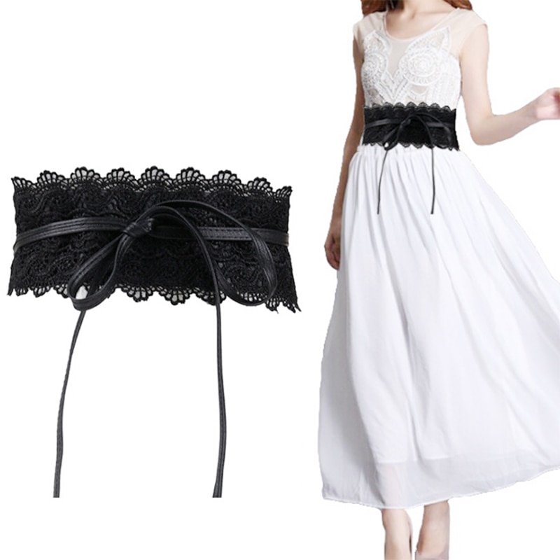 Boho Style large Corset dentelle ceinture femme ceinture élastique ceintures pour femmes robe de mariée ceinture