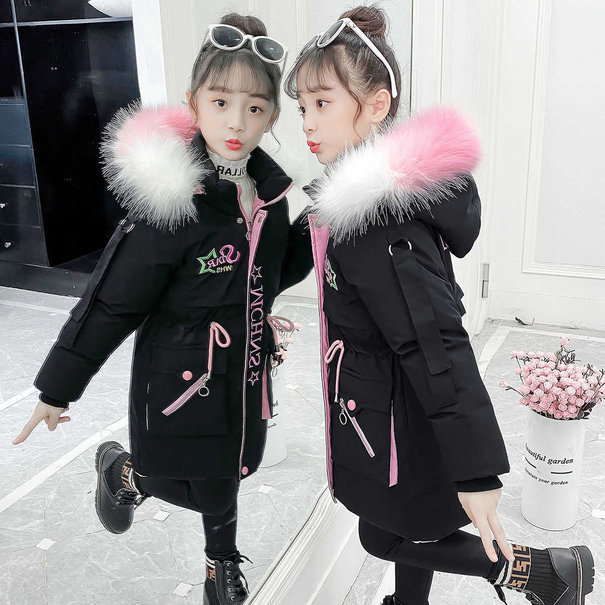 Veste d'hiver à capuche pour fille, manteau – Grandado