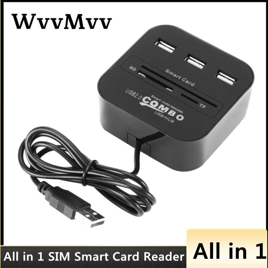 All In 1 Usb Sim Smart Kaartlezer Voor Bankkaart Ic/Id Emv Sd Tf 3USB Hub Mmc USB-CCID Iso 7816 Cacdnieatm Ic Simsdtf