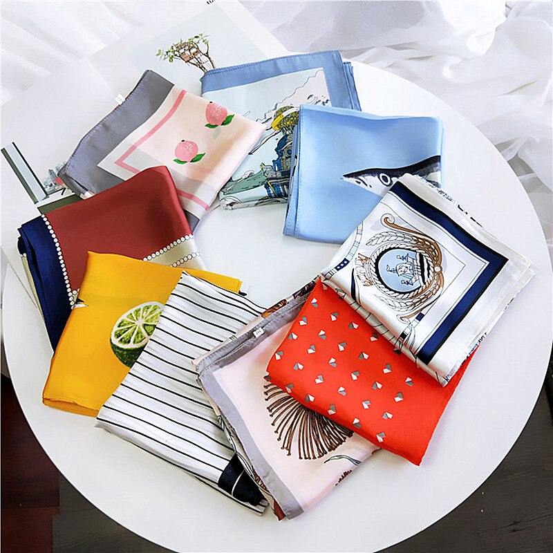 Femme hiukset solmio nauha kaula wear bandana naisten silkkihuivi print hijab huivi neliöpää tyylikäs nainen