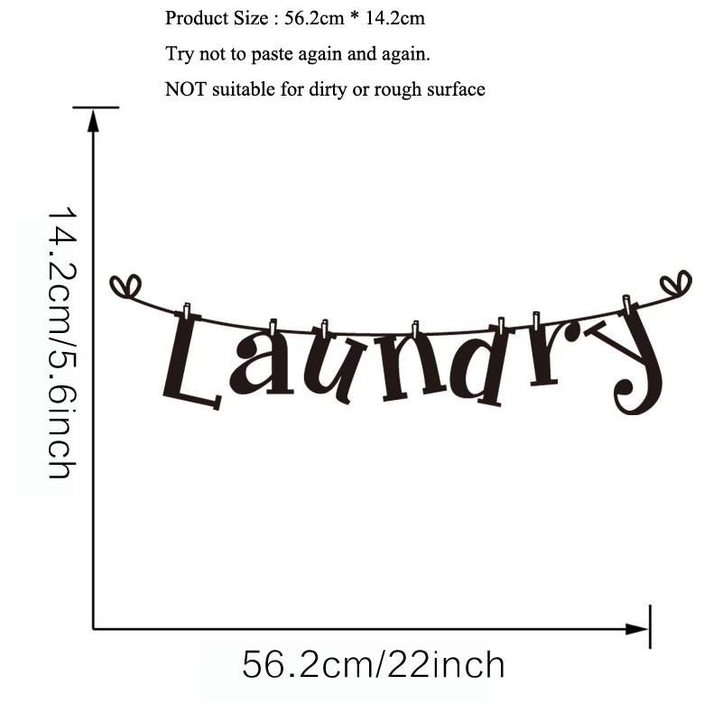 Laundry Room Decor Wall Stickers Bathroom Background Home Decoration Mural Art Decals Letters Pattern Wallpaper