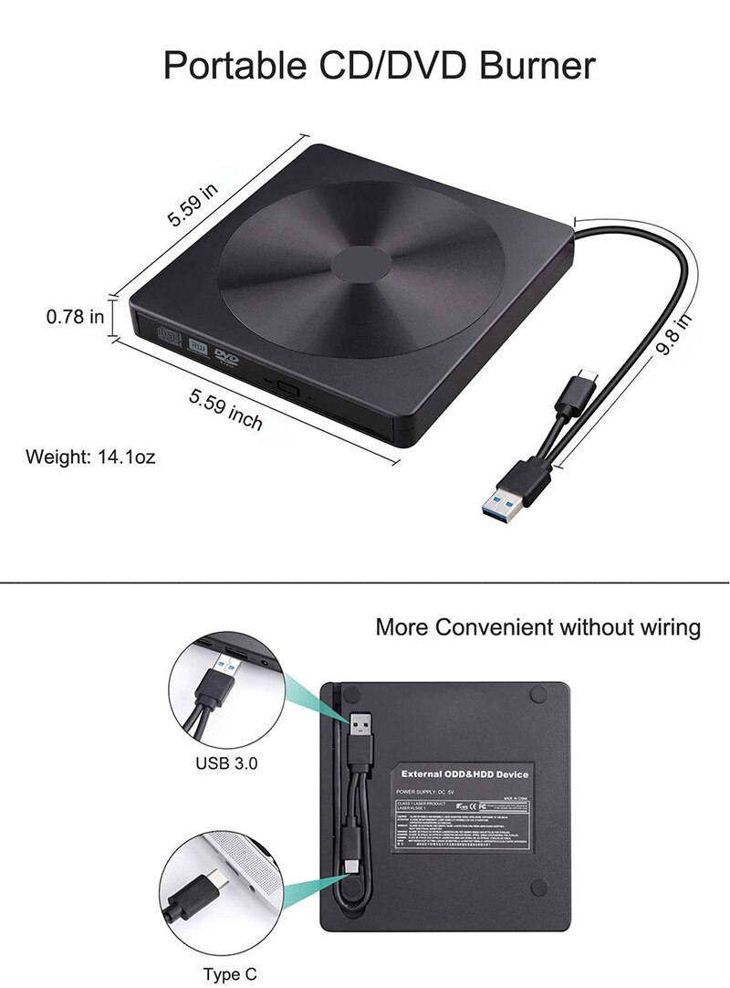 Draagbare Usb 3.0 Externe Dvd Brander Schrijver Recorder Dvd Rw Optische Drive Voor Laptop Cd Rom Brander Compatibel