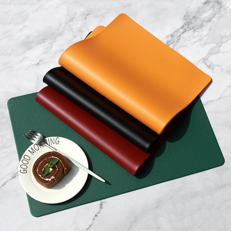 Mantel Individual nórdico de cuero para el hogar, Mantel Individual Rectangular, resistente al aceite, para Hotel, restaurante, posición occidental