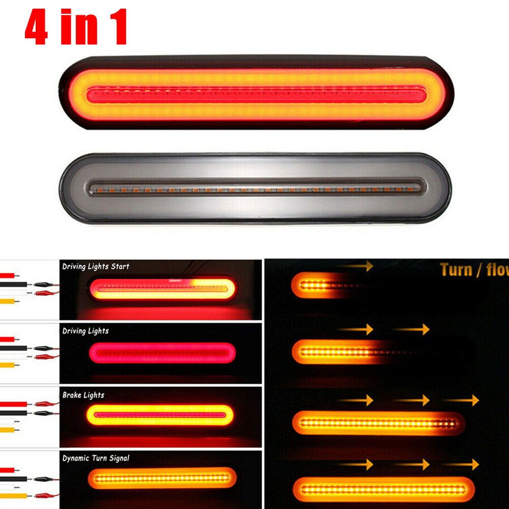 2 st 4 in 1 bil lastbil trailer 100 led bakljus bakljus bromsljus blinkers röd + gul rv led bakljus