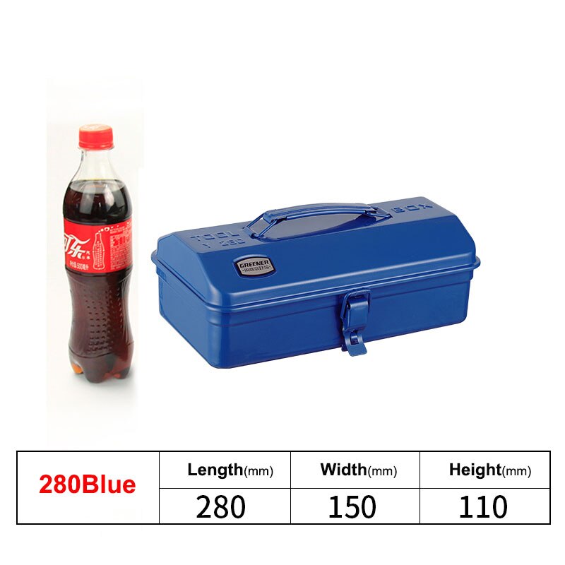 Boîte à outils valise professionnelle étanche organisateur vide fer à la maison grand rangement en métal boîte à outils Portable polyvalente: 280 blue