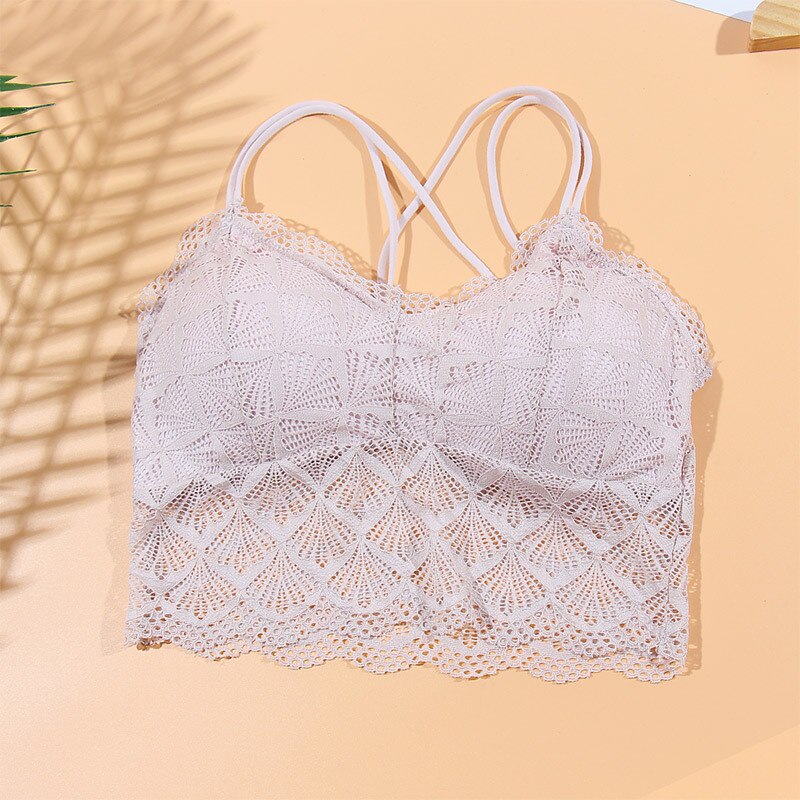 Chrleisure kvinder bh sommer tube top sexede bh toppe åndbar komfortabel camisole cross back lingeri: Lyserød