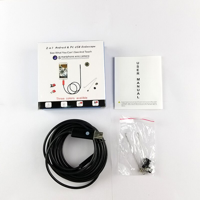 AN99-cámara endoscópica 2 en 1, lente de 8mm, 720P, cable duro suave, impermeable, OTG, Micro boroscopio de inspección USB, para teléfono Android