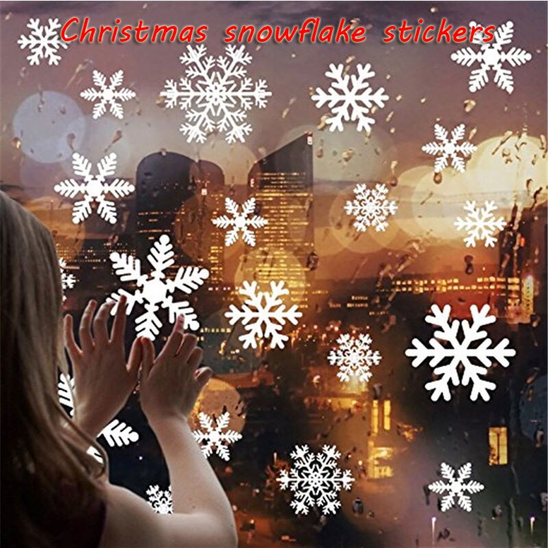 Jule snefnug vindue dør klistermærker 27 stk hvid / rød jule glas vindue dekoration snefnug mærkat