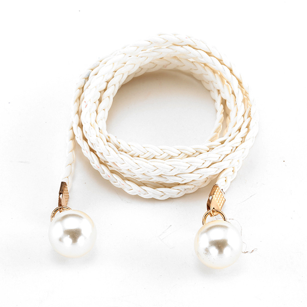 40-Women Handmade Braided Waistband for Dress Rose Flower Tassel Self-Tie Thin Ceinture Femme Waist Rope Chain