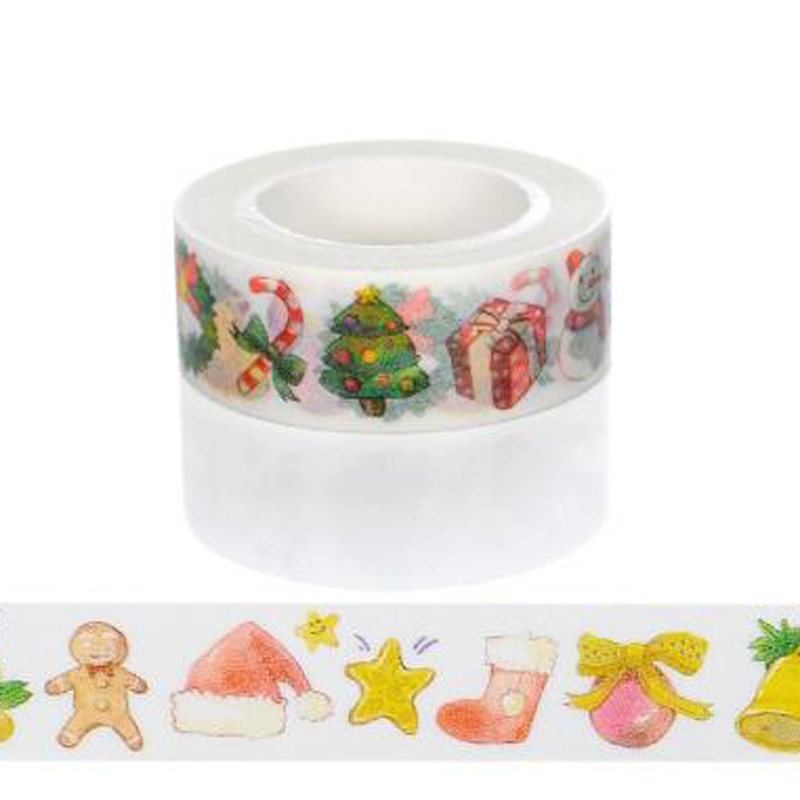 10 m * 15mm Christmas Washi Tape Zelfklevend Papier Tape School Kantoorbenodigdheden DIY Scrapbooking Decoratieve Sticker tape