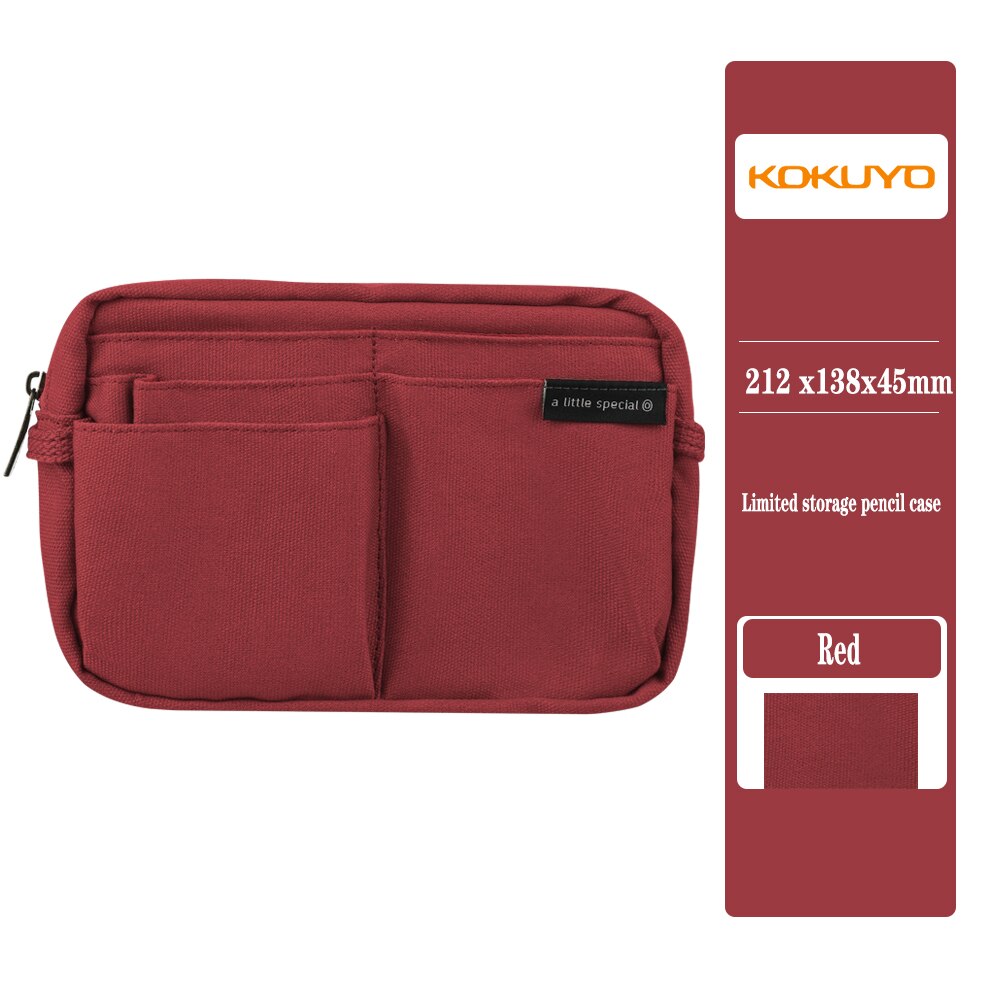 KOKUYO – trousse à crayons japonaise, sac de rangement Simple, petit et frais à double usage, sac à dos multifonction de grande capacité: Red