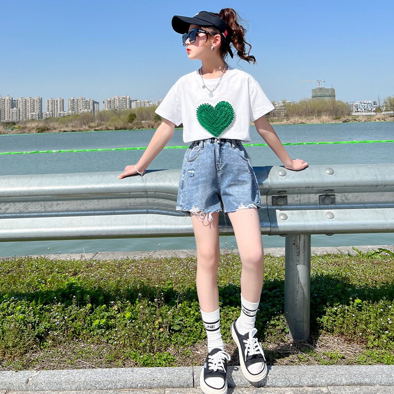 Kids Denim Shorts for Teenage Girls Summer Ripped Hole Short Pants Kids Beach Clothes Children&#39;s Shorts 4 6 7 8 10 11 12 13 14 Y