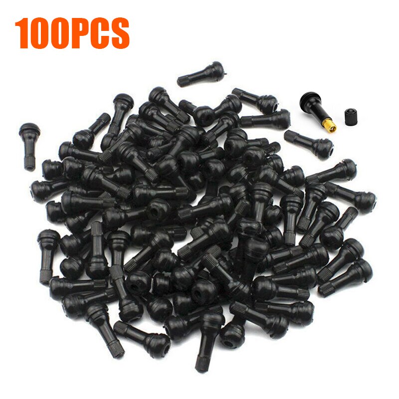 Zwart Rubber TR-413 Snap-In Auto Wiel Band Tubeless Band Band Klepstelen Dust Caps Wielen Banden Onderdelen Auto auto Accessoires: 100 pieces