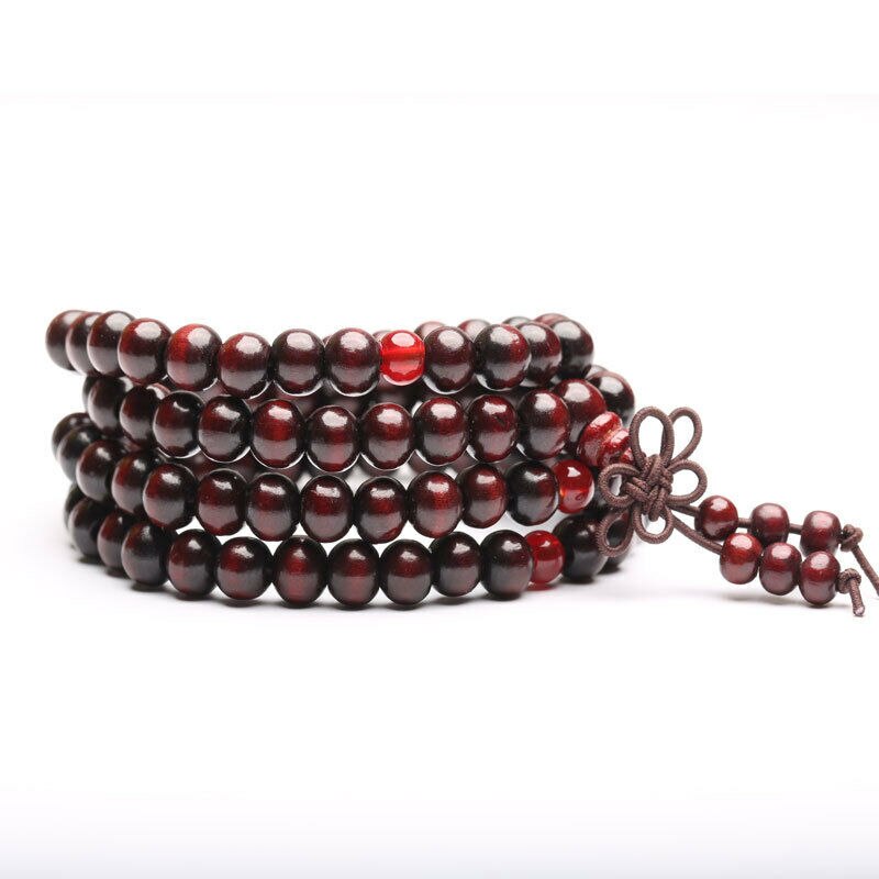 Collar de cuentas de madera para oración, budismo tibetano, 108