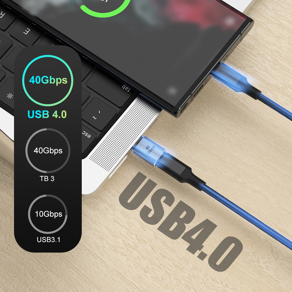 PD 140W 8K 40Gbps Transfer danych USB 4.0 Thunderbolt 4 Typ C Przedłużacz złącza męskiego na żeńskie do telefonu komórkowego Przełącznik laptopa