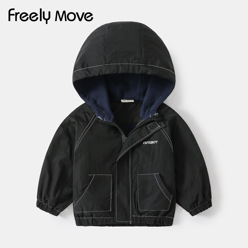 Freely Move Boys Jacket Children's Clothing Spring And Autumn Clothing Girls Soild Hooded Jackets Unisex Casual Outerwear
