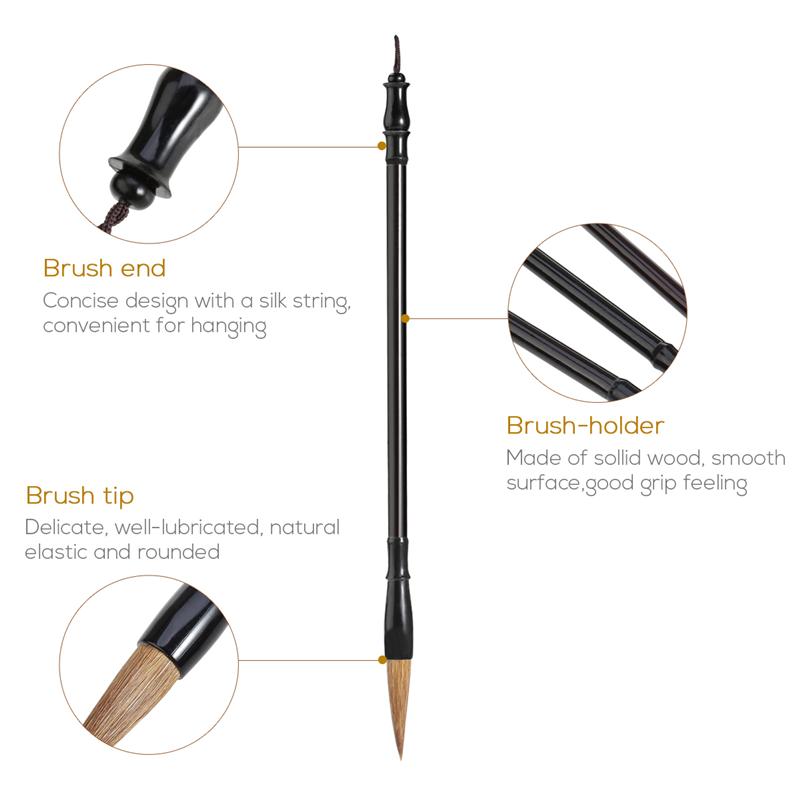 Nuzel Excellent cheveux de loup caligraphie chinoise Kanji japonais Sumi dessin brosse