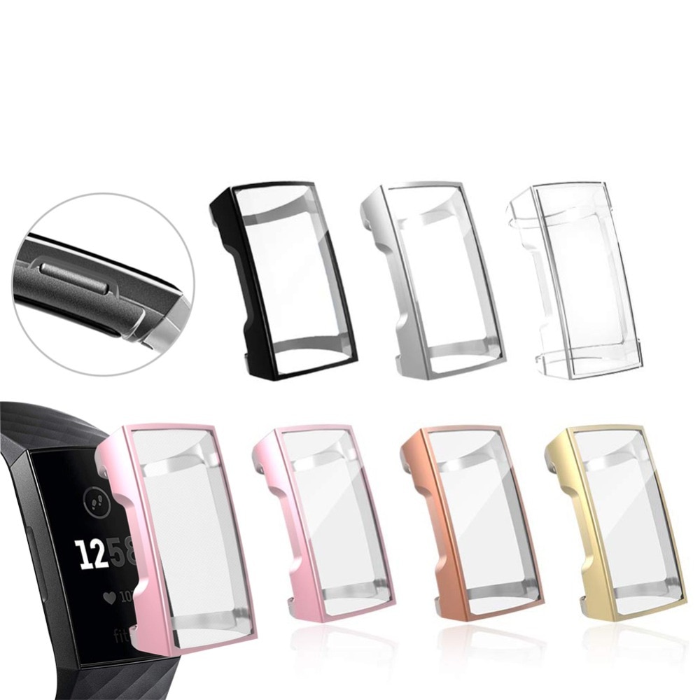 Tschick TPU Screen Protector Voor Fitbit Lading 3 Zachte Siliconen Case, rondom Beschermende HD Clear Ultra-Dunne Waterdichte Cover