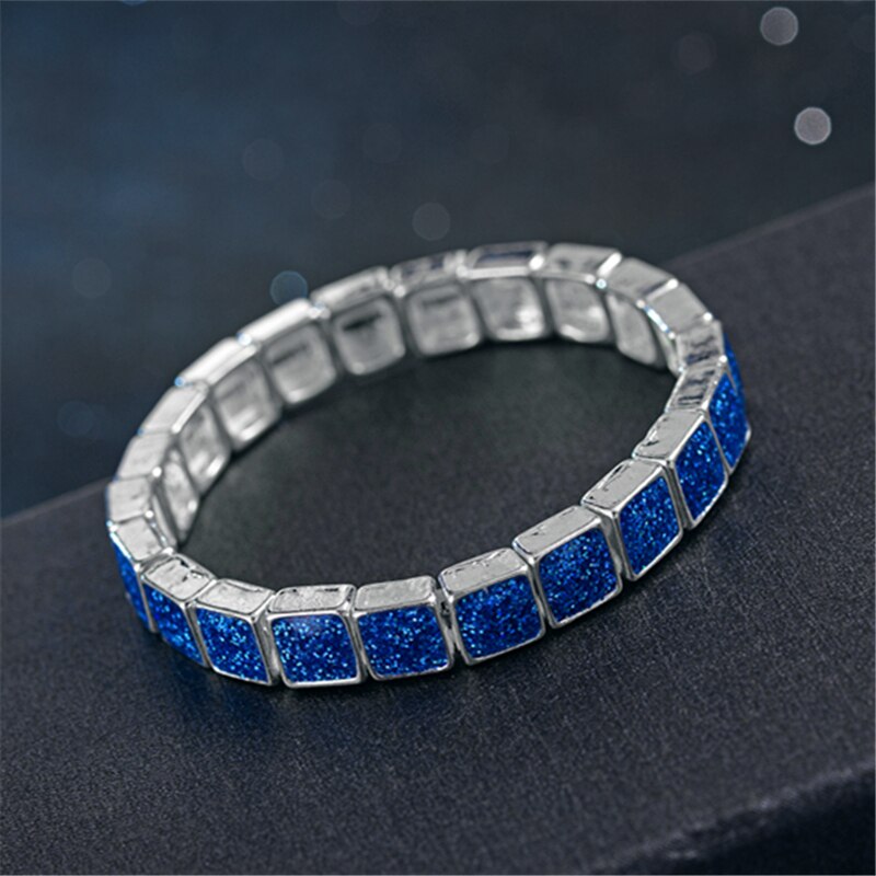 Synthetische Blue Fire Opal Vierkante Steen Zilver Kleur Armbanden Armbanden Voor Vrouwen Mode-sieraden Valentijnsdag Accessoires