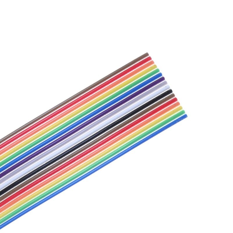 2m 16 Pin Flat IDC Ribbon Extension Cable Rainbow DuPont Wire With 1.27mm Line Pitch Connect Wires