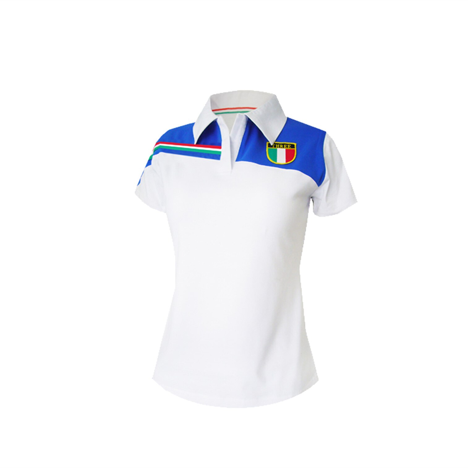 Fonoun Vrouwen Tennis T-shirts Katoen Lycra Elasticiteit Snel Droog Turn Down Kraag FNT2062: Blauw / L