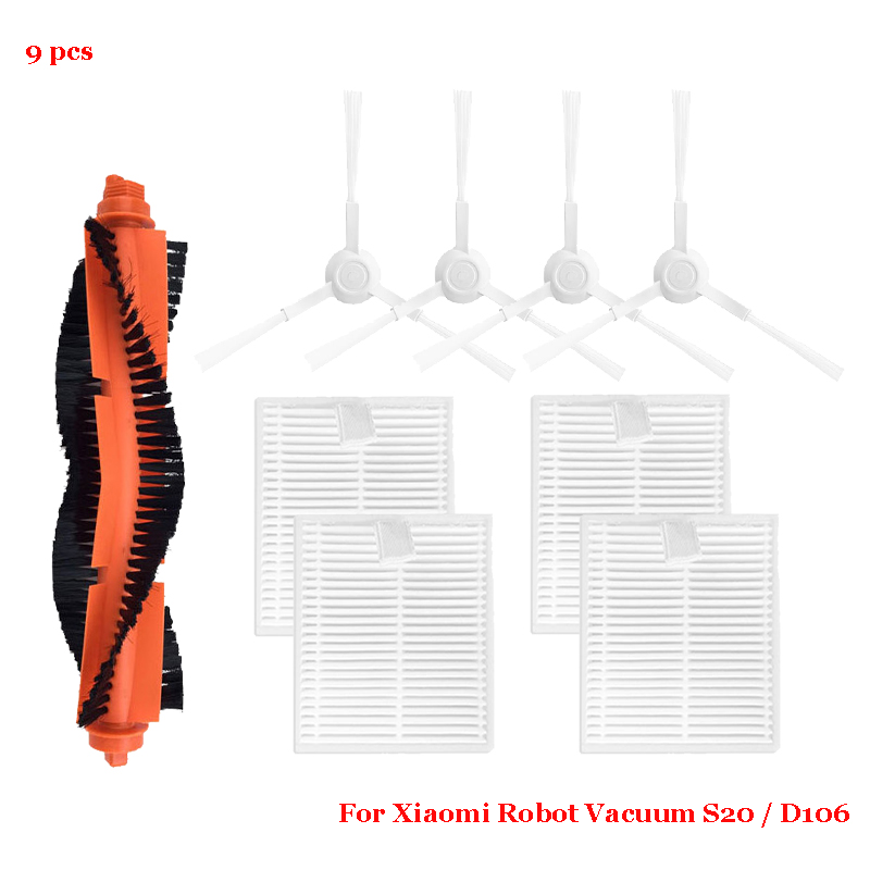 For Xiaomi S20 / D106 Cleaner Robot Vacuum Cleaner Replacement Parts Main Side Brush Cover HEPA Filter Mop Parts Accessories