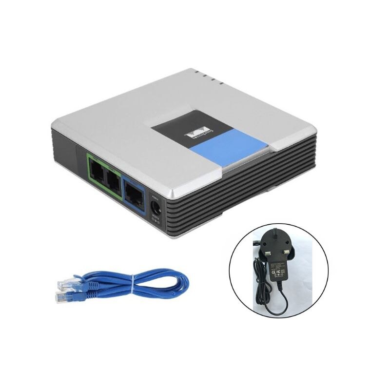 1einstellen VOIP Tor 2 Häfen Schluck V2 Protokoll Internet Telefon Stimme Adapter mit Netzwerk Kabel für Linksys Brei2T AU/EU/uns/UK Stecker: UK Stecker