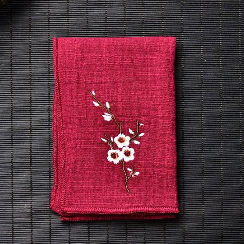2 st 28 x 19cm enkla broderade kökshanddukar teservetter kökshandduk traditionell kinesisk stil liten storlek: Röd design 5