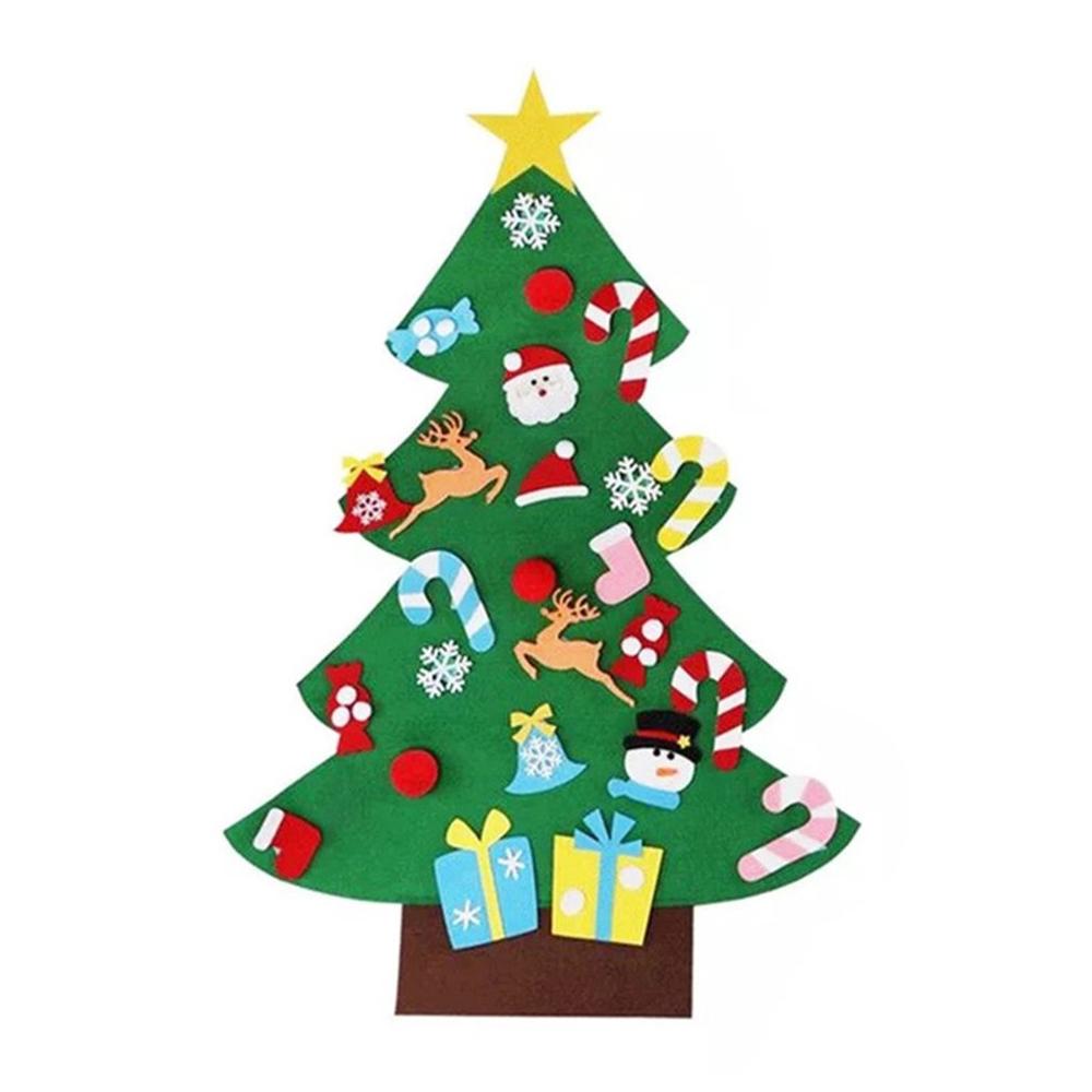 3D Christmas Tree Cartoon Felt Christmas Tree DIY Decoration for Home Door Wall Hanging Ornaments Children