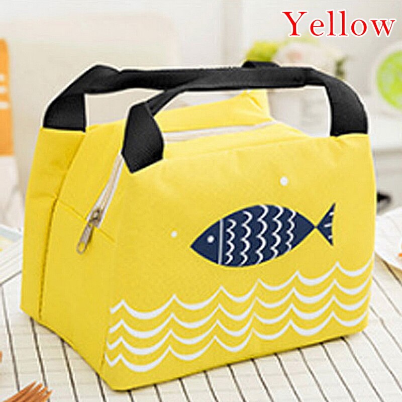 Vis Afdrukken Lunchbox Voor Camping Benodigdheden Koeler Picknick Zakken Geïsoleerde Thermische Lunch Bag School Voedsel Zak Vrouwen Strand Handtassen: Yellow