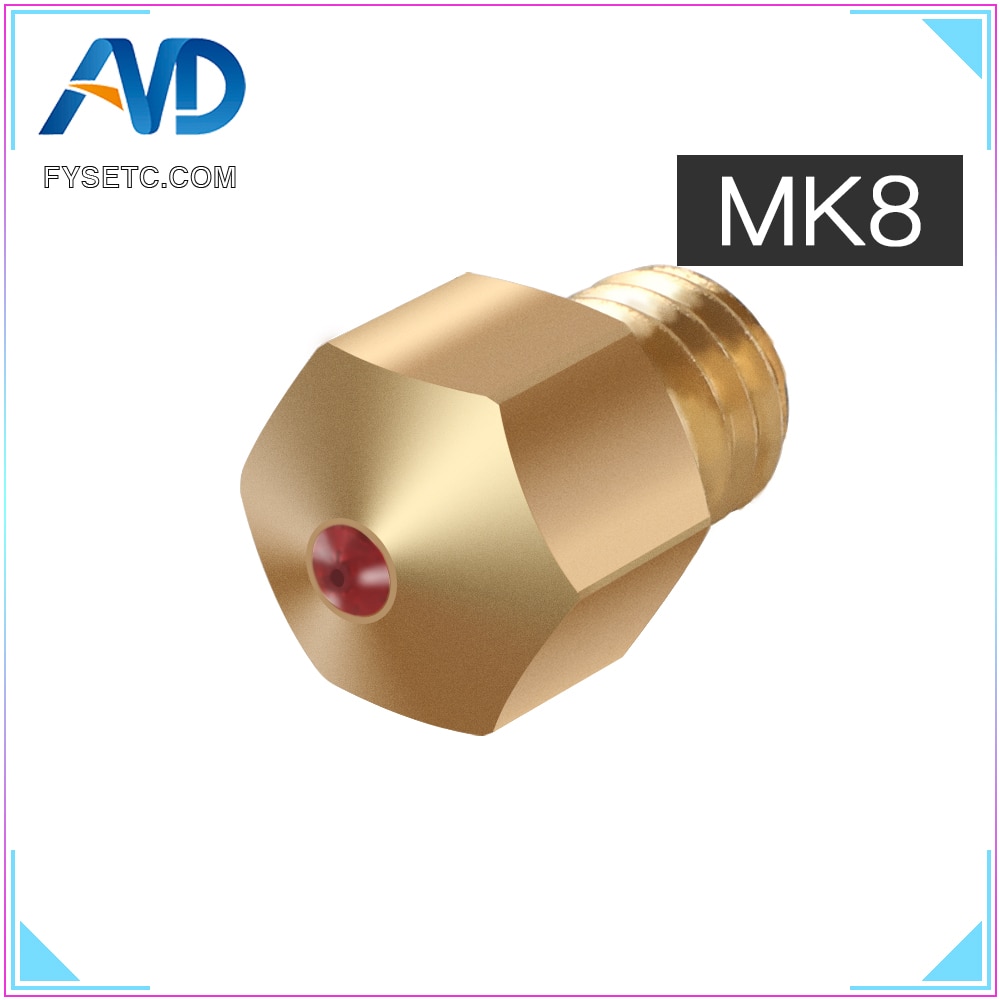 MK8 Ruby Nozzle 1.75mm Nozzles 0.4mm High Temperature Ruby MK8 Nozzle For PETG ABS PET PEEK NYLON PRUSA I3 ENDER CR10 Hotend