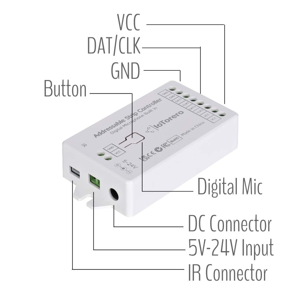 IoTorero WLED ESP32 Controller per strisce indirizzabili Relè 4CH 16A Costruito in WS2811 WS2812B WS2814 WS2815 Funziona con l'Assistente domestico