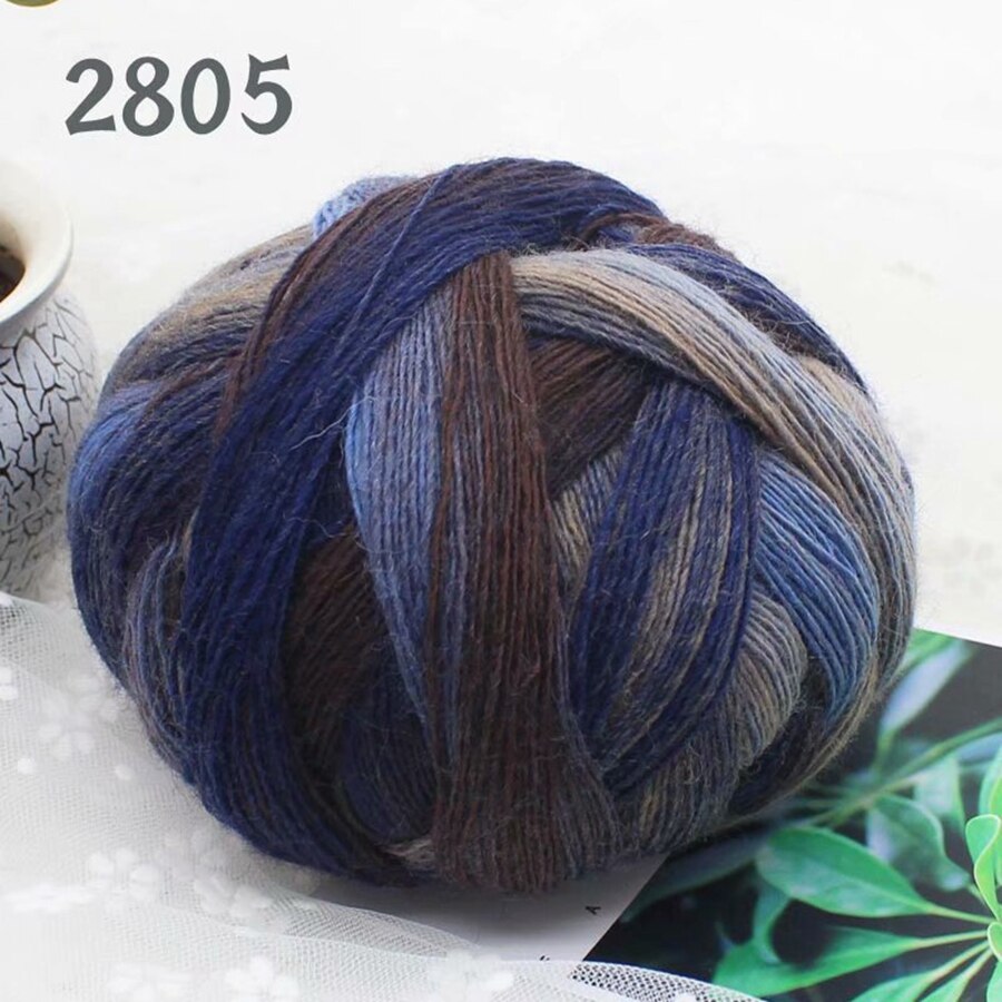 Long Dyed Magic Yarn Ball 800 meters Wool Rainbow Thread for Hand Knitting Shawl Scarf Gradient Crochet Yarn: 2805