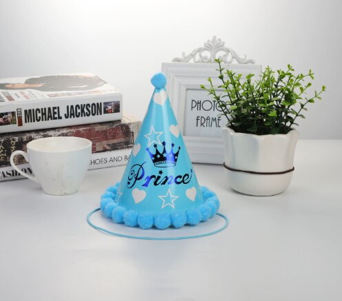 Bursdag låve låve regnbue bursdagsfest lue chlid krone dekorasjon papir lokk tegneserie mønster festival fargerik lue: Fiolett