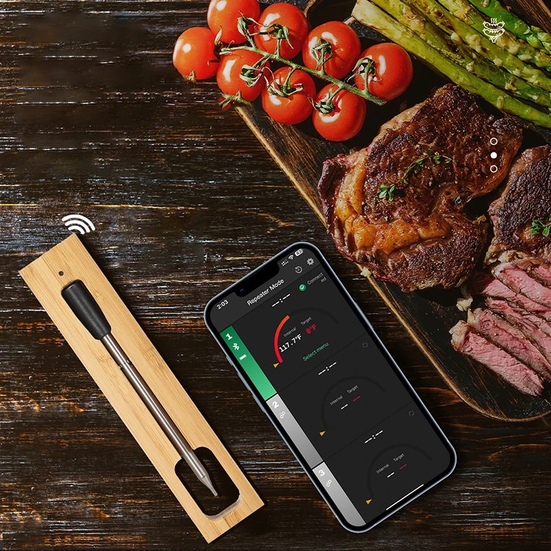 termómetro inalámbrico para carne y alimentos, herramienta de cocina para horno, parrilla, barbacoa, bistec, Bluetooth, medidor de temperatura, accesorios para barbacoa