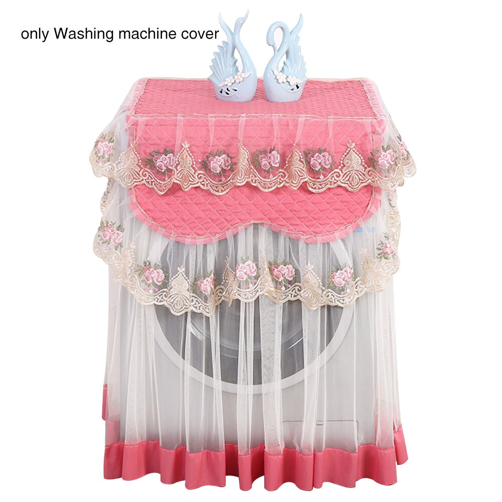 Protection Accessories Dryer Full Washable Waterproof Multifunctional Decorative Home Lace Solid Anti Dust Washing Machine Cover: Red