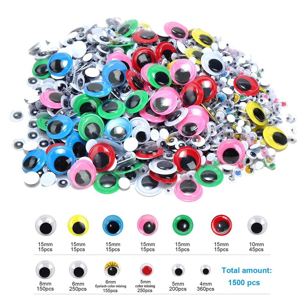 1500Pcs Googly Wiggle Eyes Self Adhesive Stickers DIY Crafts Set For Toys Handicrafts DIY Accessories
