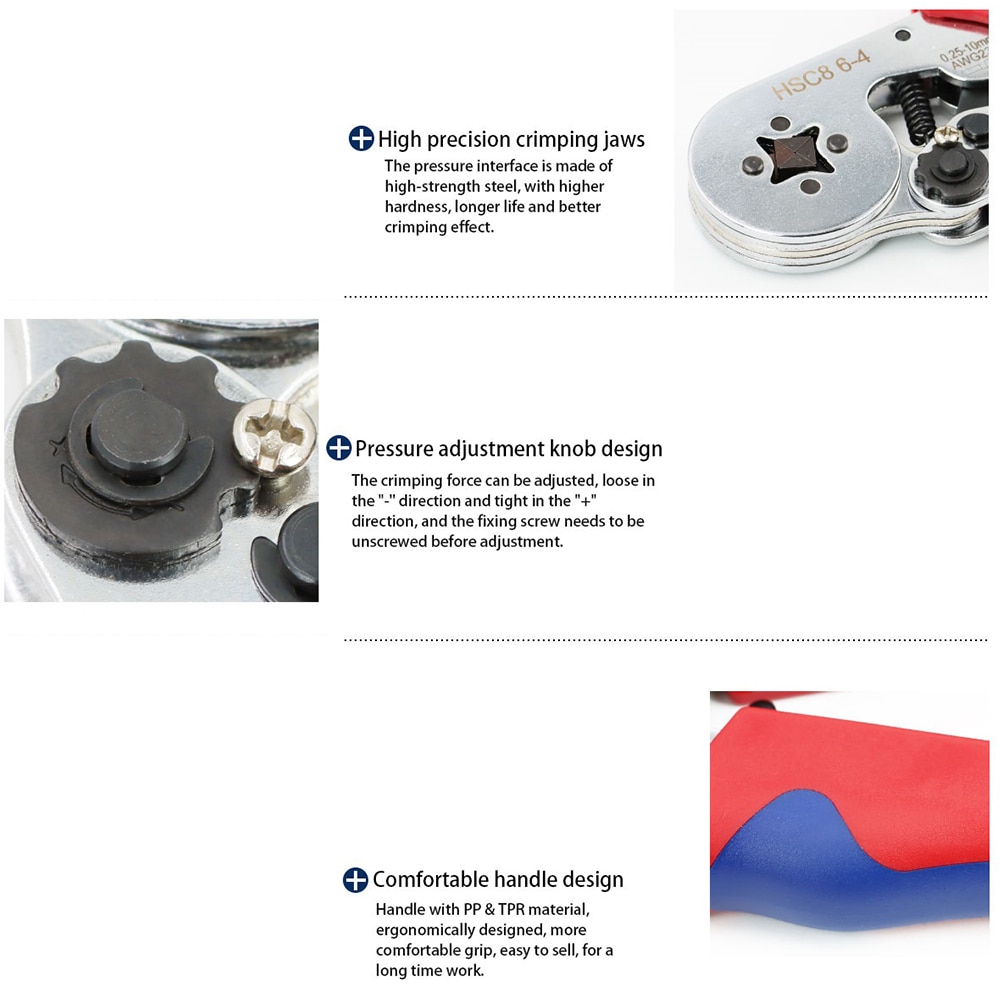 Tubular terminal crimping tools mini electrical pliers HSC8 10SA/6-4 0.25-10mm2 23-7AWG 6-6 0.25-6mm2 high precision clamp sets
