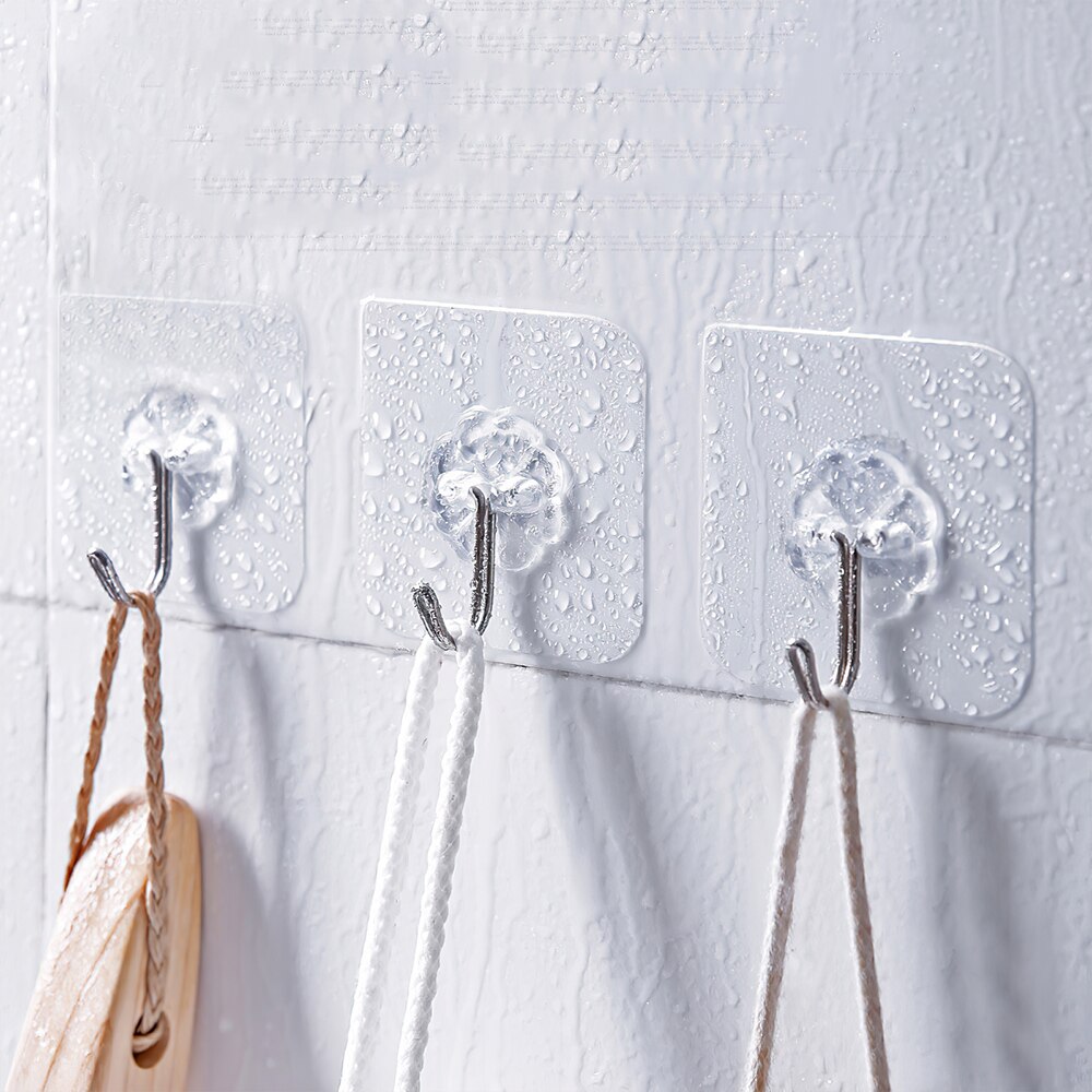 Crochets Transparents et Solides Auto-Adhésifs pour Porte Murale, Ventouse à Forte Charge, Accessoire pour Cuisine et Salle de Bains, 10 à 20 Pièces