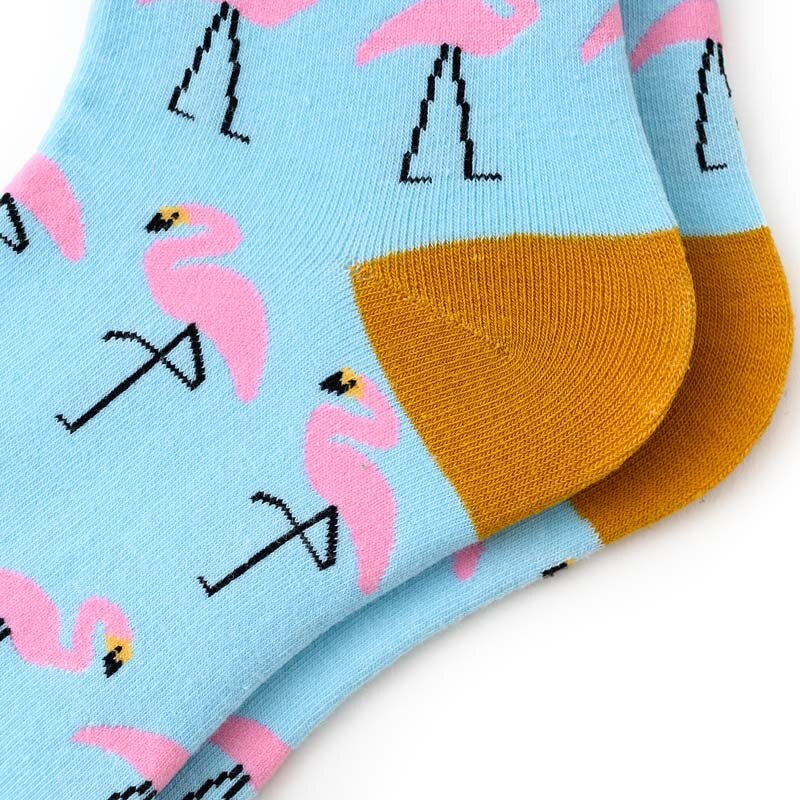 Flamingo Print Women Socks Cotton Colorful Cartoon Sport Men Sock Cute Funny Happy kawaii Dog Cycling Christmas