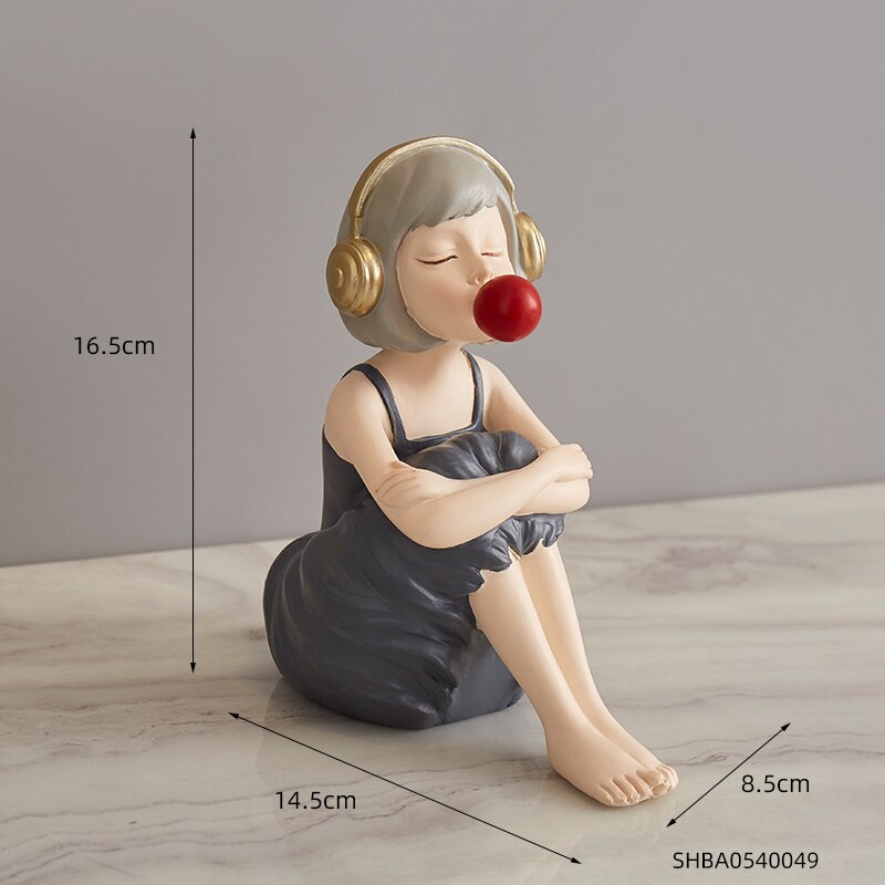 Nordic Sweet Dreamy Bubble Girl Sculpture Storage Lipstick Fruit State Living Room Decoration Bedroom Decor Accessories: Sitting-gray