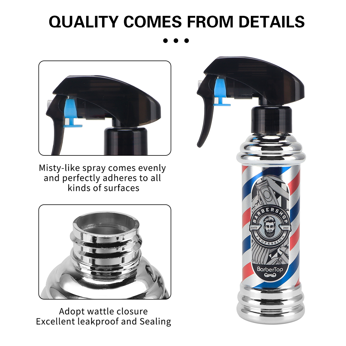 Kapperssprayfles voor kappers, kappers, haarspray voor knippen, kapperszaak, stylingtools en accessoires