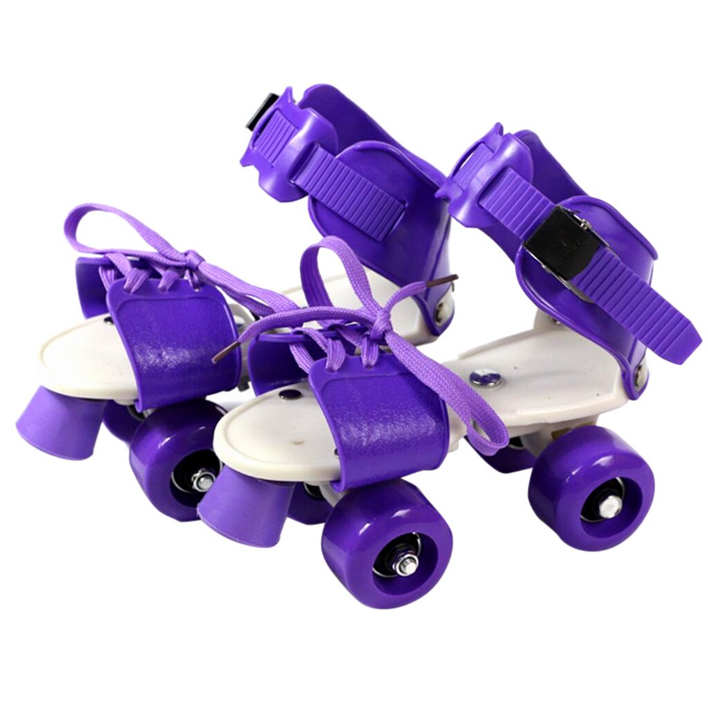 Roller Skates Shoes 4 Wheel Skating Shoes Adjustable Size For Kids Two Lines Roller Skates Double Row Skating Roller Skate Shoes: Purple