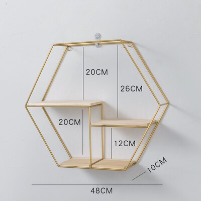 Wooden Gold Storage Racks Hanging Decor Storage Box Flower Pot House Storage Rack Wall Book Figurines Display Crafts Shelves