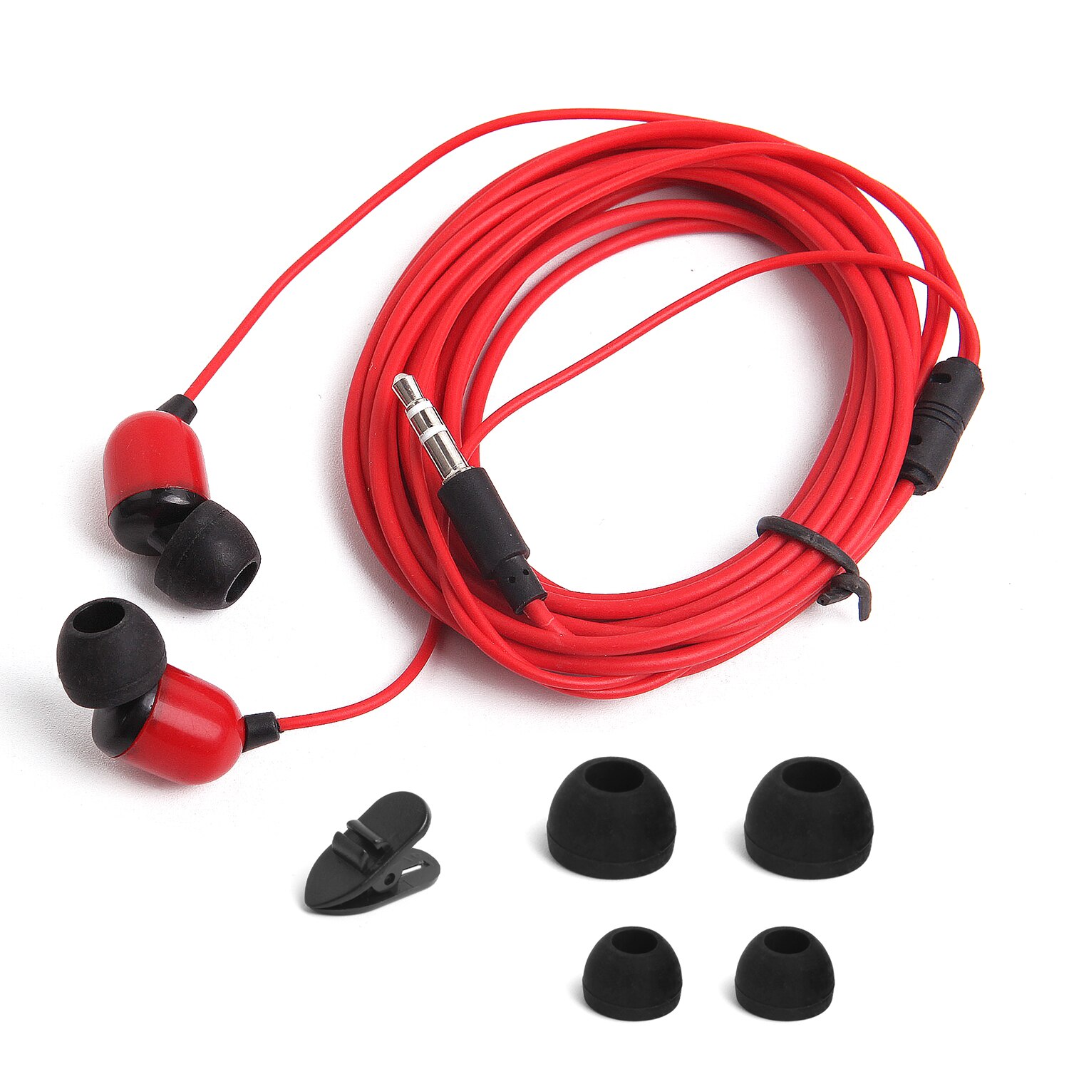 Super Bass Headset 3.5mm In-Ear Earphone Stereo Earbuds Headphone Wired 3 Meters Extra Long Cable for DJ Monitoring: Red