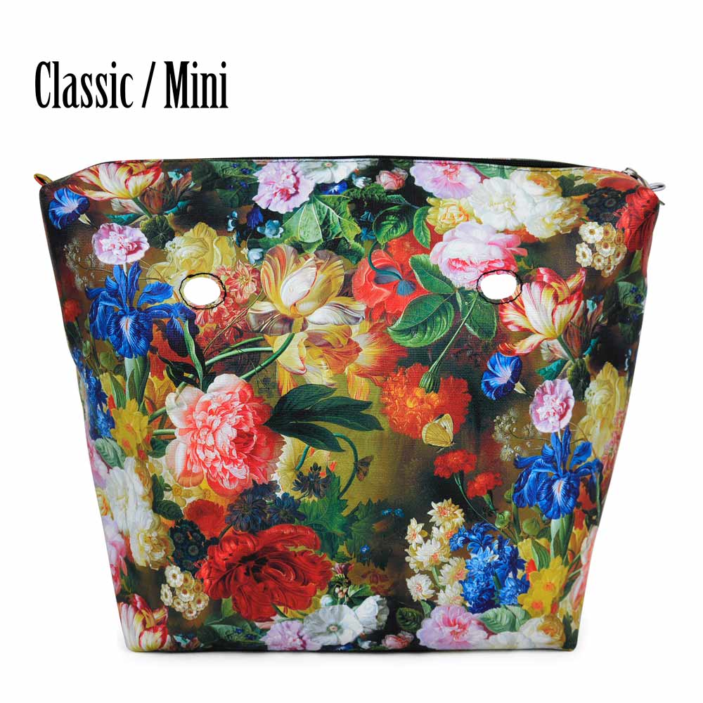 Inner Zipper Pocket Floral PU Leather Lining Waterproof Insert for Big Classic Mini Obag EVA O BAG Women Handbag