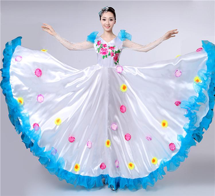 Brand Sales Ladies Dance Dress Opening Dance Costume Show Costumes Christian Dance Performance Dress Dress Dance Adult: White 720 degrees / XL